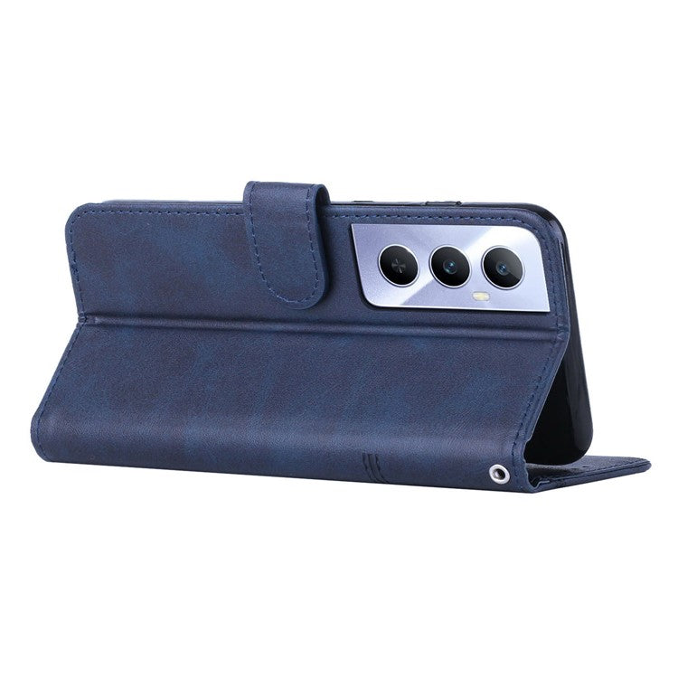 For Realme C65 4G Case Calf Texture PU Leather Full Protection Cell Phone Cover - Sapphire