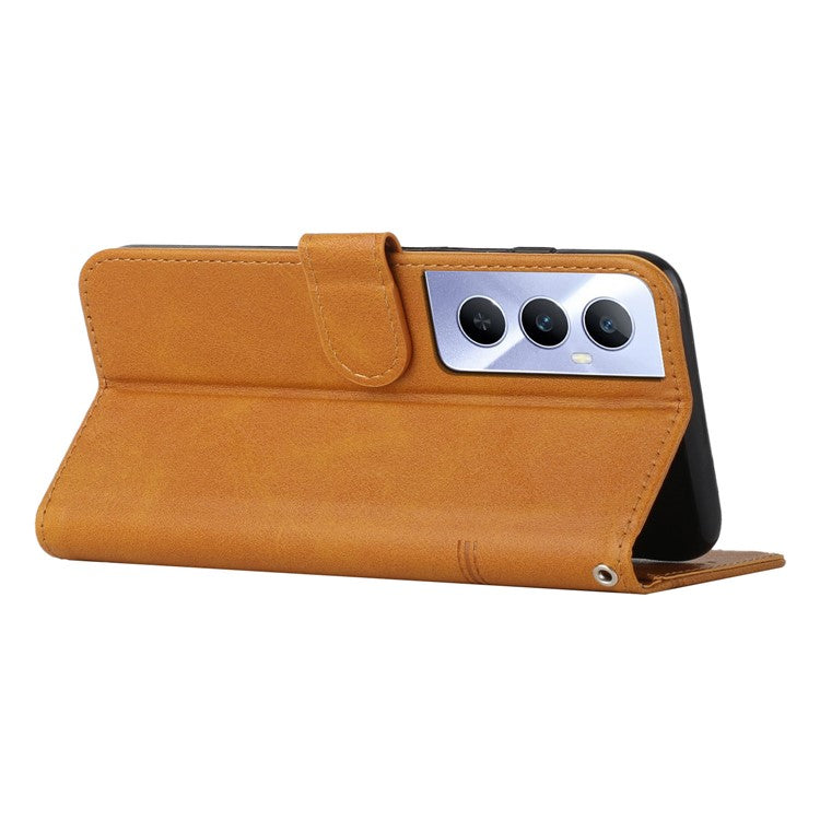 For Realme C65 4G Case Calf Texture PU Leather Full Protection Cell Phone Cover - Yellow