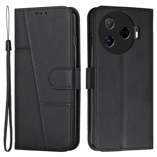 For TECNO Camon 30 Pro 5G Phone Case Anti-Scratch PU Leather Stand Wallet Cover - Black