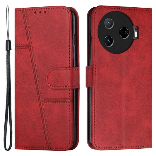 For TECNO Camon 30 Pro 5G Phone Case Anti-Scratch PU Leather Stand Wallet Cover - Red