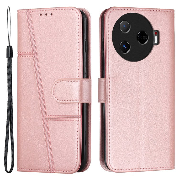 For TECNO Camon 30 Pro 5G Phone Case Anti-Scratch PU Leather Stand Wallet Cover - Rose Gold