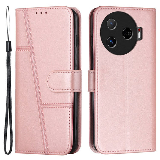 For TECNO Camon 30 Pro 5G Phone Case Anti-Scratch PU Leather Stand Wallet Cover - Rose Gold