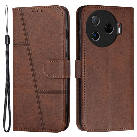 For TECNO Camon 30 Pro 5G Phone Case Anti-Scratch PU Leather Stand Wallet Cover - Brown