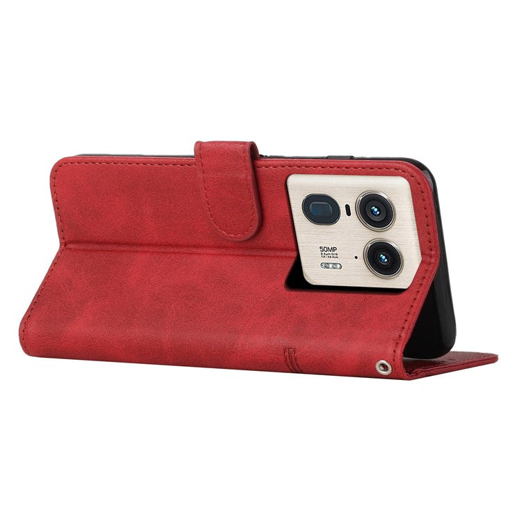 For Motorola Edge 50 Ultra 5G / Moto X50 Ultra 5G Case PU Leather Calf Texture Phone Cover with Stand - Red