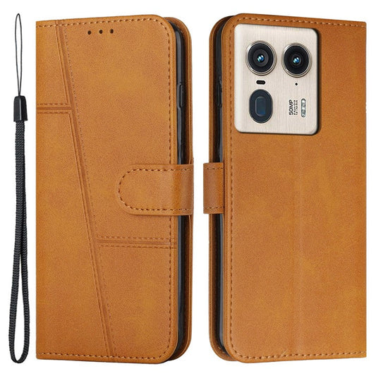 For Motorola Edge 50 Ultra 5G / Moto X50 Ultra 5G Case PU Leather Calf Texture Phone Cover with Stand - Yellow