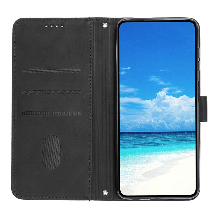 For TECNO Camon 30 4G / 5G Wallet Case Love Heart Imprinted Skin-Touch Feeling Leather Cover - Black