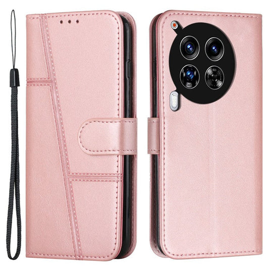 For TECNO Camon 30 4G / 5G Phone Case Anti-Scratch PU Leather Stand Wallet Cover - Rose Gold