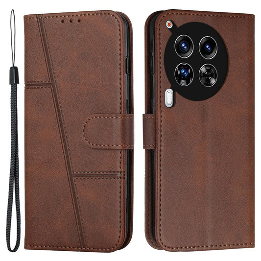 For TECNO Camon 30 4G / 5G Phone Case Anti-Scratch PU Leather Stand Wallet Cover - Brown