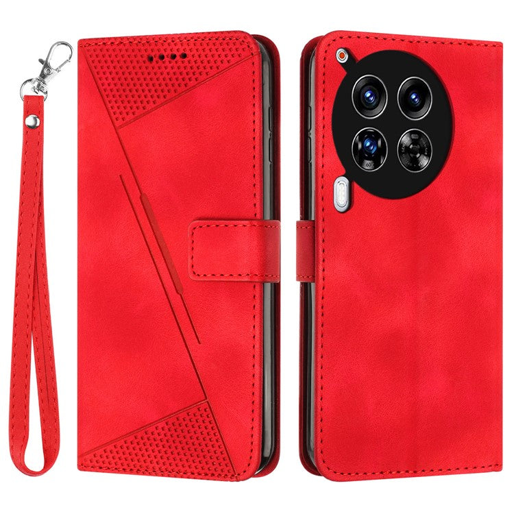 For TECNO Camon 30 4G / 5G Case Wallet PU Leather Triangle Design Phone Cover - Red