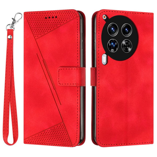 For TECNO Camon 30 4G / 5G Case Wallet PU Leather Triangle Design Phone Cover - Red