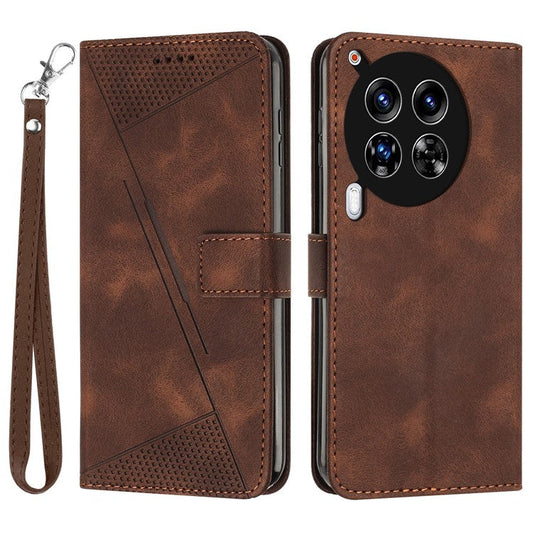 For TECNO Camon 30 4G / 5G Case Wallet PU Leather Triangle Design Phone Cover - Brown