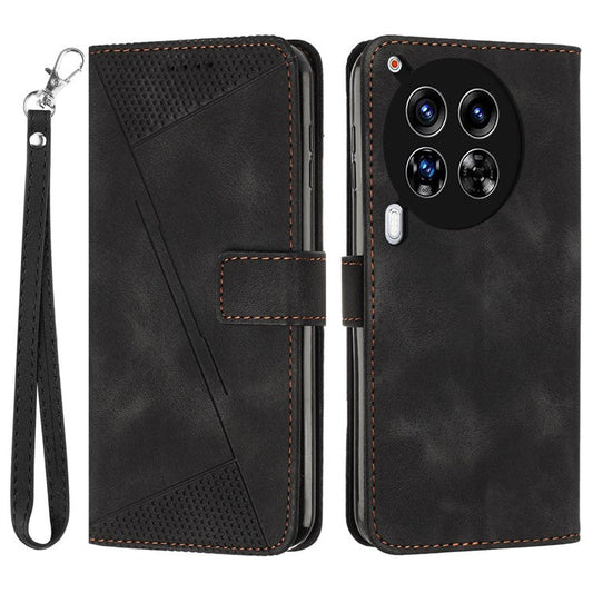 For TECNO Camon 30 4G / 5G Case Wallet PU Leather Triangle Design Phone Cover - Black