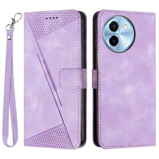 For vivo Y38 5G / Y200i 5G / T3x Case Triangle Imprinted Leather Stand Wallet Phone Cover - Purple