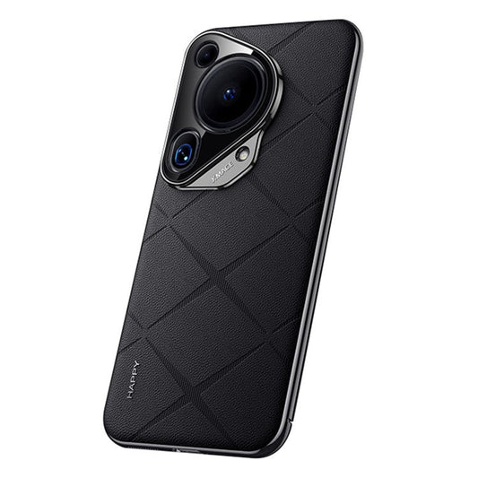 For Huawei Pura 70 Ultra Case PU Leather + Hard PC Phone Cover Anti-Fingerprint - Black