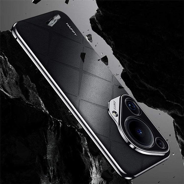 For Huawei Pura 70 Ultra Case PU Leather + Hard PC Phone Cover Anti-Fingerprint - Wine Red