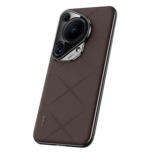 For Huawei Pura 70 Ultra Case PU Leather + Hard PC Phone Cover Anti-Fingerprint - Brown