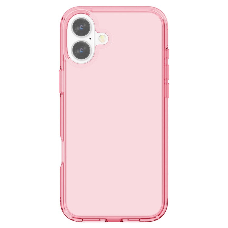 For iPhone 16 Plus Case Transparent PC + TPU Hybrid Phone Cover - Transparent Pink