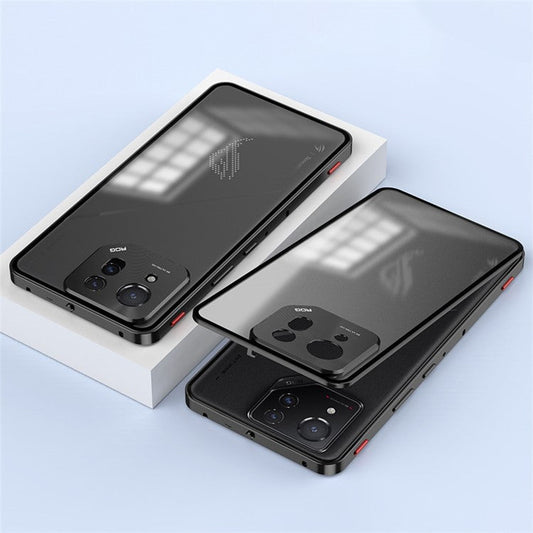For Asus ROG Phone 8 5G / 8 Pro 5G Case Snap Lock Metal Frame PC Back Matte Phone Cover - Black