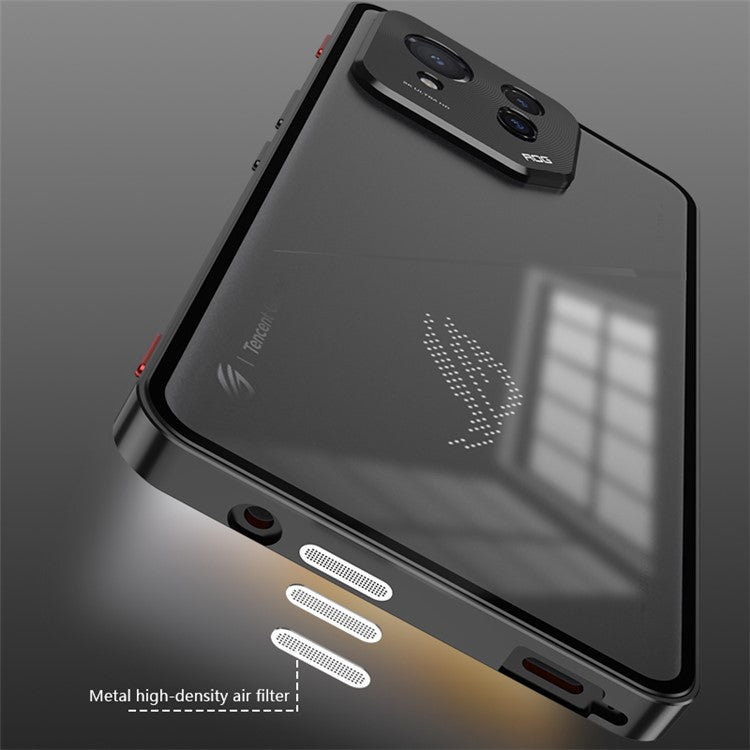 For Asus ROG Phone 8 5G / 8 Pro 5G Case Snap Lock Metal Frame PC Back Matte Phone Cover - Black