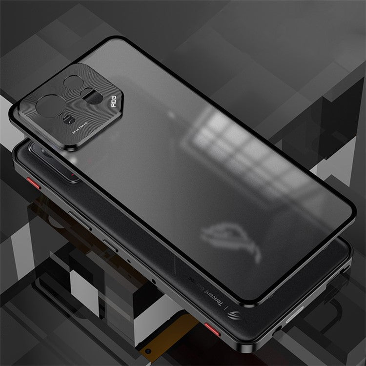 For Asus ROG Phone 8 5G / 8 Pro 5G Case Snap Lock Metal Frame PC Back Matte Phone Cover - Black