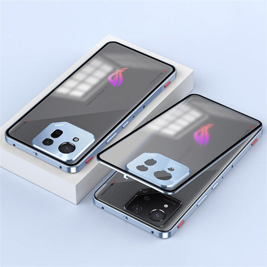 For Asus ROG Phone 8 5G / 8 Pro 5G Case Snap Lock Metal Frame PC Back Matte Phone Cover - Blue