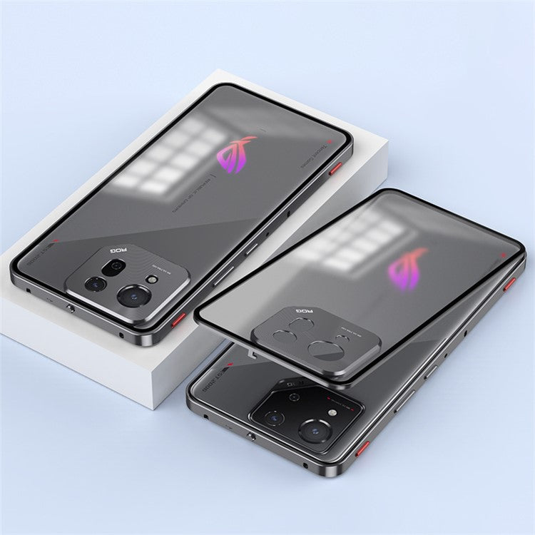 For Asus ROG Phone 8 5G / 8 Pro 5G Case Snap Lock Metal Frame PC Back Matte Phone Cover - Tarnish