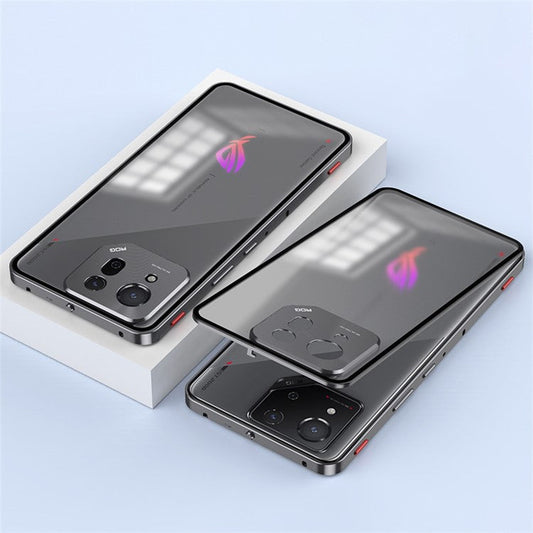 For Asus ROG Phone 8 5G / 8 Pro 5G Case Snap Lock Metal Frame PC Back Matte Phone Cover - Tarnish