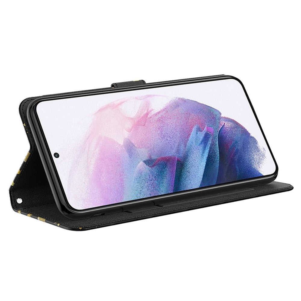 For Samsung Galaxy M13 4G PU Leather Flip Wallet Phone Case Stand Feature 3D Pattern Printing Magnetic Protection Phone Cover with Strap - Golden Butterflies