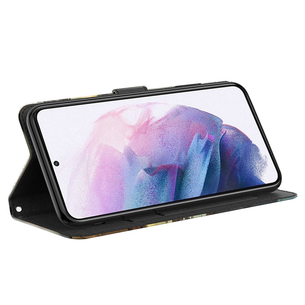 For Samsung Galaxy M13 4G PU Leather Flip Wallet Phone Case Stand Feature 3D Pattern Printing Magnetic Protection Phone Cover with Strap - Cat / Tiger