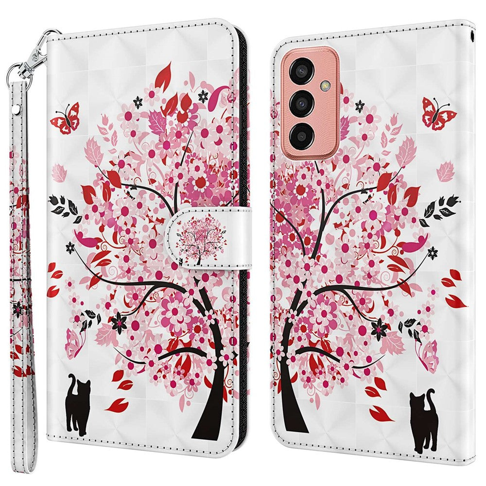 For Samsung Galaxy M13 4G PU Leather Flip Wallet Phone Case Stand Feature 3D Pattern Printing Magnetic Protection Phone Cover with Strap - Wish Tree