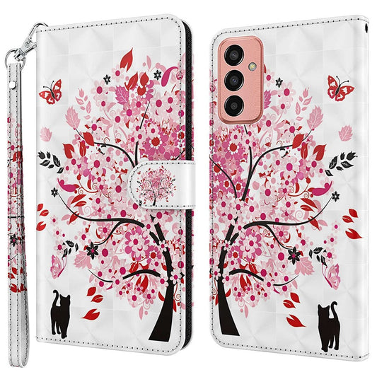 For Samsung Galaxy M13 4G PU Leather Flip Wallet Phone Case Stand Feature 3D Pattern Printing Magnetic Protection Phone Cover with Strap - Wish Tree