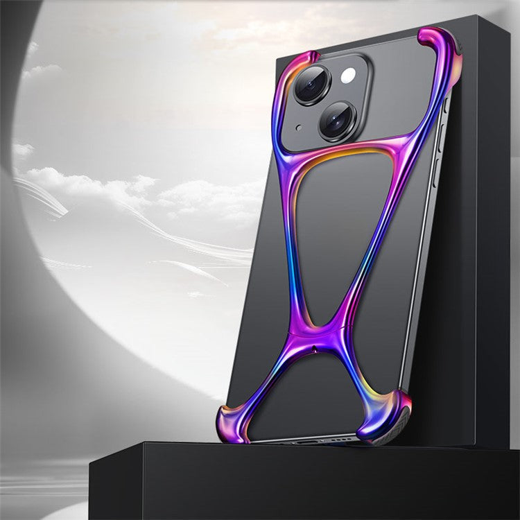For-iPhone-14-/-13-Bumper-Case-Borderless-Design-Zinc-Alloy-Phone-Cover-Heat-Dissipation---Colorful