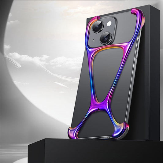 For-iPhone-14-/-13-Bumper-Case-Borderless-Design-Zinc-Alloy-Phone-Cover-Heat-Dissipation---Colorful