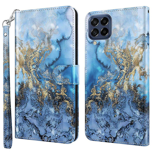 For Samsung Galaxy M33 5G (Global Version) 3D Pattern Printing PU Leather Case Viewing Stand Magnetic Protect Flip Wallet Cover with Strap - Bauhinia Valley