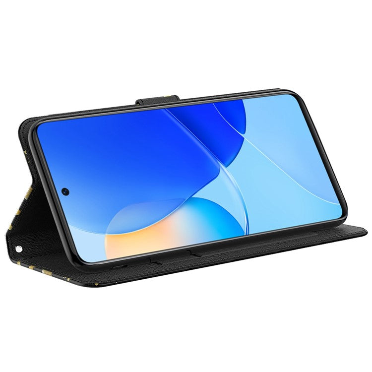 For Honor Magic4 Lite 4G / 5G PU Leather Flip Wallet Cover 3D Pattern Printing Stand Feature Magnetic Protective Phone Case with Strap - Golden Butterflies