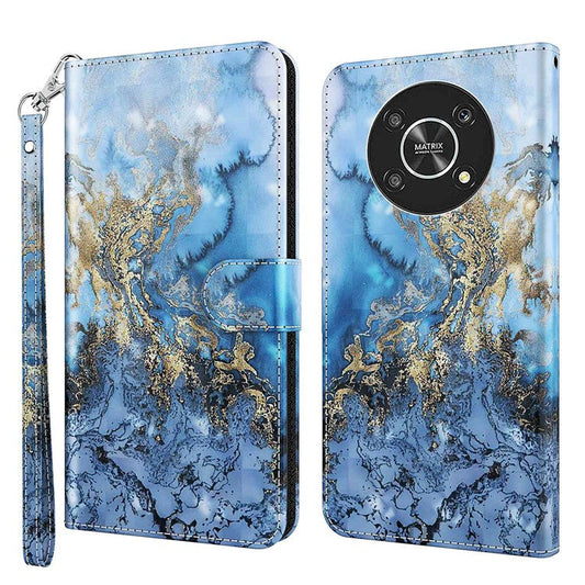 For Honor Magic4 Lite 4G / 5G PU Leather Flip Wallet Cover 3D Pattern Printing Stand Feature Magnetic Protective Phone Case with Strap - Bauhinia Valley