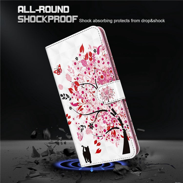 For Honor Magic4 Lite 4G / 5G PU Leather Flip Wallet Cover 3D Pattern Printing Stand Feature Magnetic Protective Phone Case with Strap - Wish Tree
