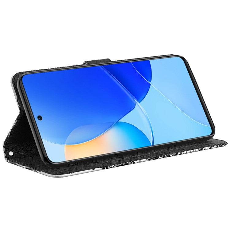 For Honor Magic4 Lite 4G / 5G PU Leather Flip Wallet Cover 3D Pattern Printing Stand Feature Magnetic Protective Phone Case with Strap - Lace Flower