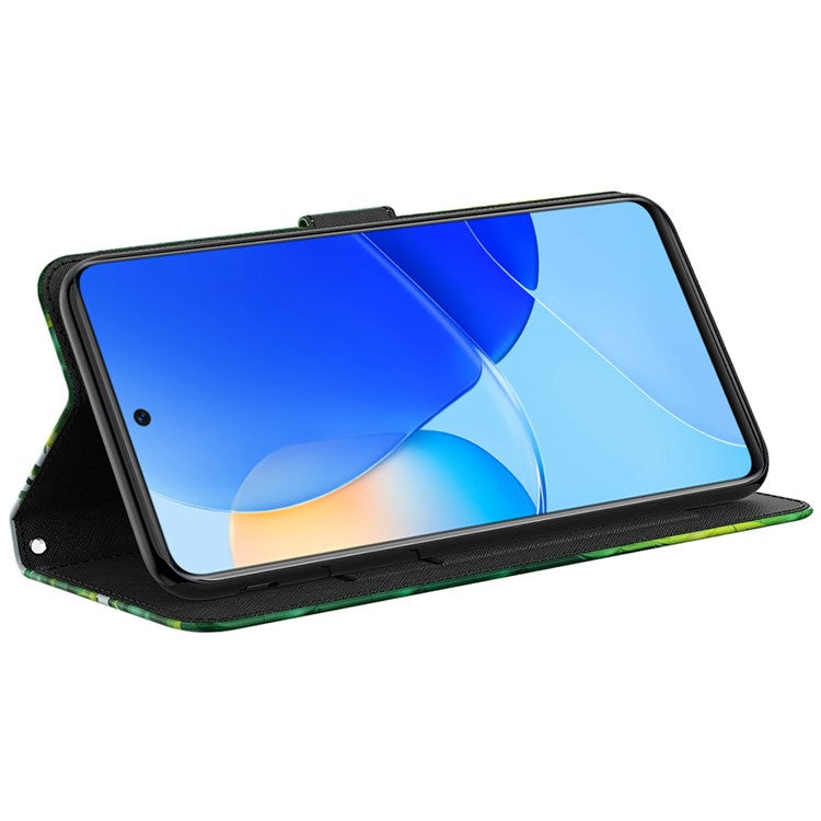 For Honor Magic4 Lite 4G / 5G PU Leather Flip Wallet Cover 3D Pattern Printing Stand Feature Magnetic Protective Phone Case with Strap - Panda Climbing