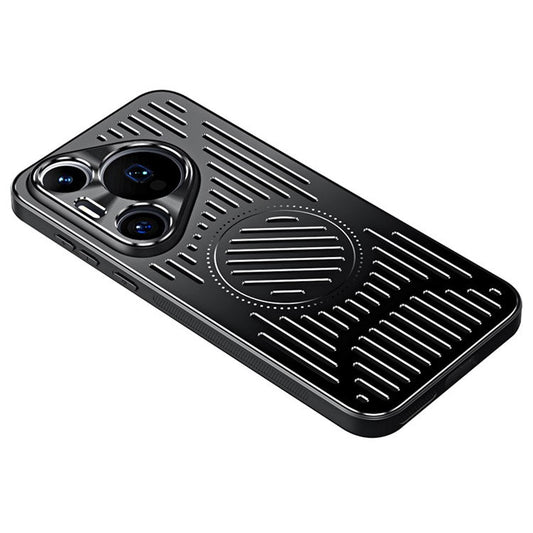 For Huawei Pura 70 Cell Phone Case TPU+Aluminum Alloy Magnetic Heat Dissipation Cover - Black