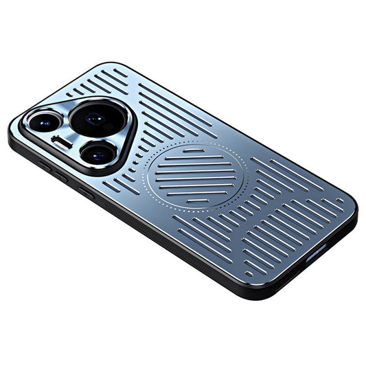 For Huawei Pura 70 Cell Phone Case TPU+Aluminum Alloy Magnetic Heat Dissipation Cover - Blue