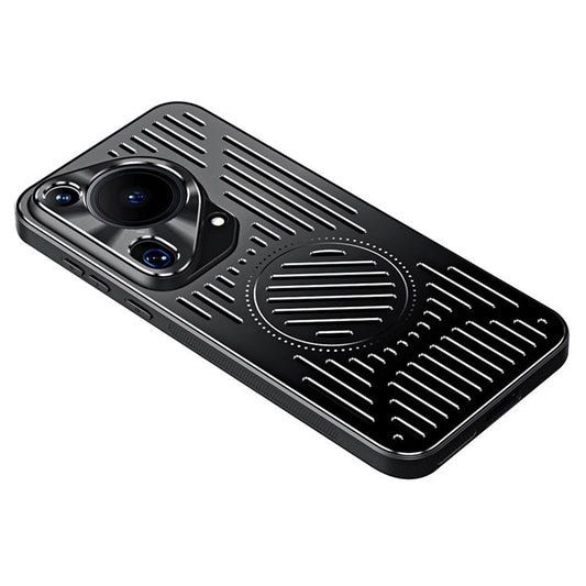 For Huawei Pura 70 Ultra Phone Case TPU+Aluminum Alloy Heat Dissipation Cover - Black