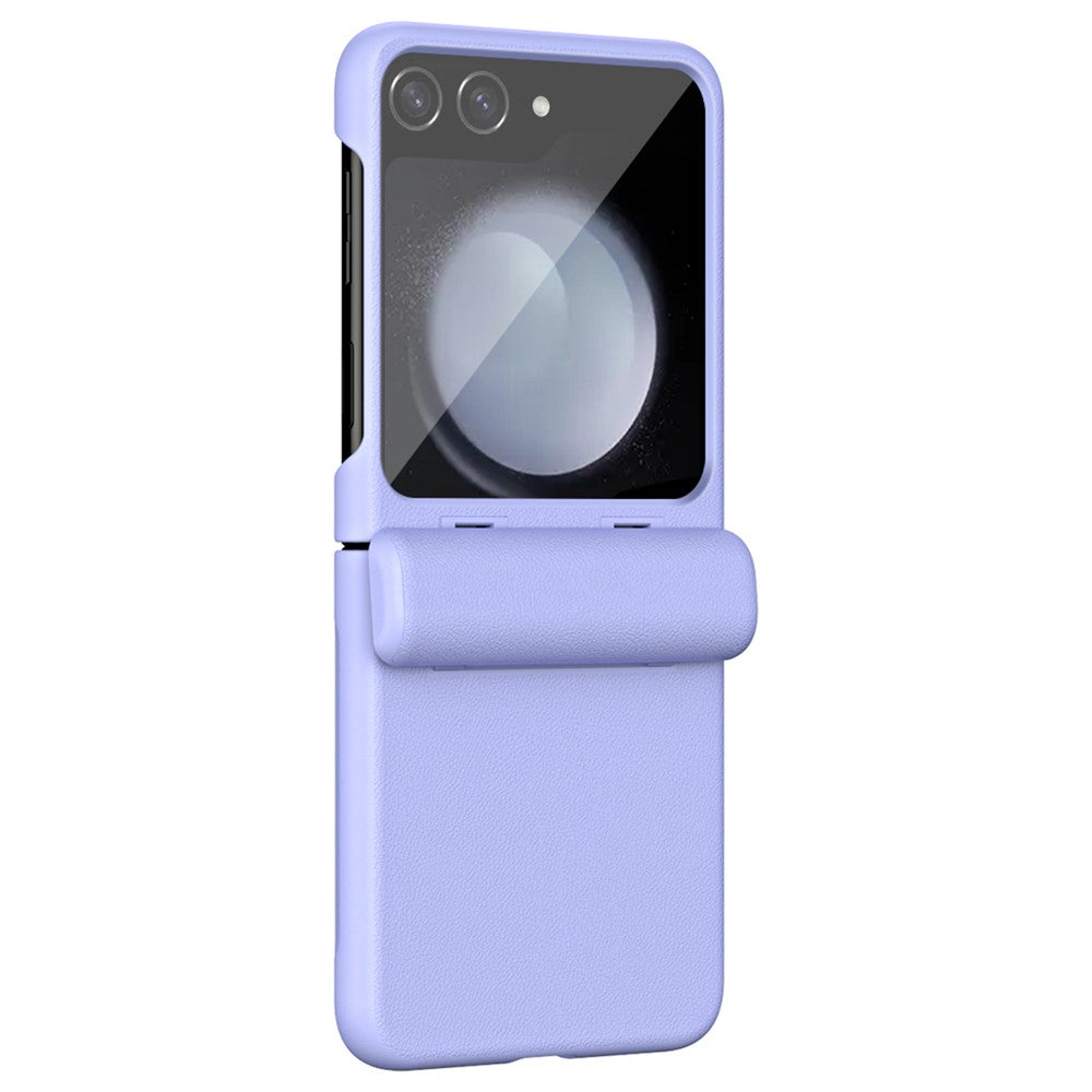 For Samsung Galaxy Z Flip7 FE 5G / Z Flip6 5G / Z Flip5 5G Case Textured Leather + PC Hinge Protection Phone Cover - Purple