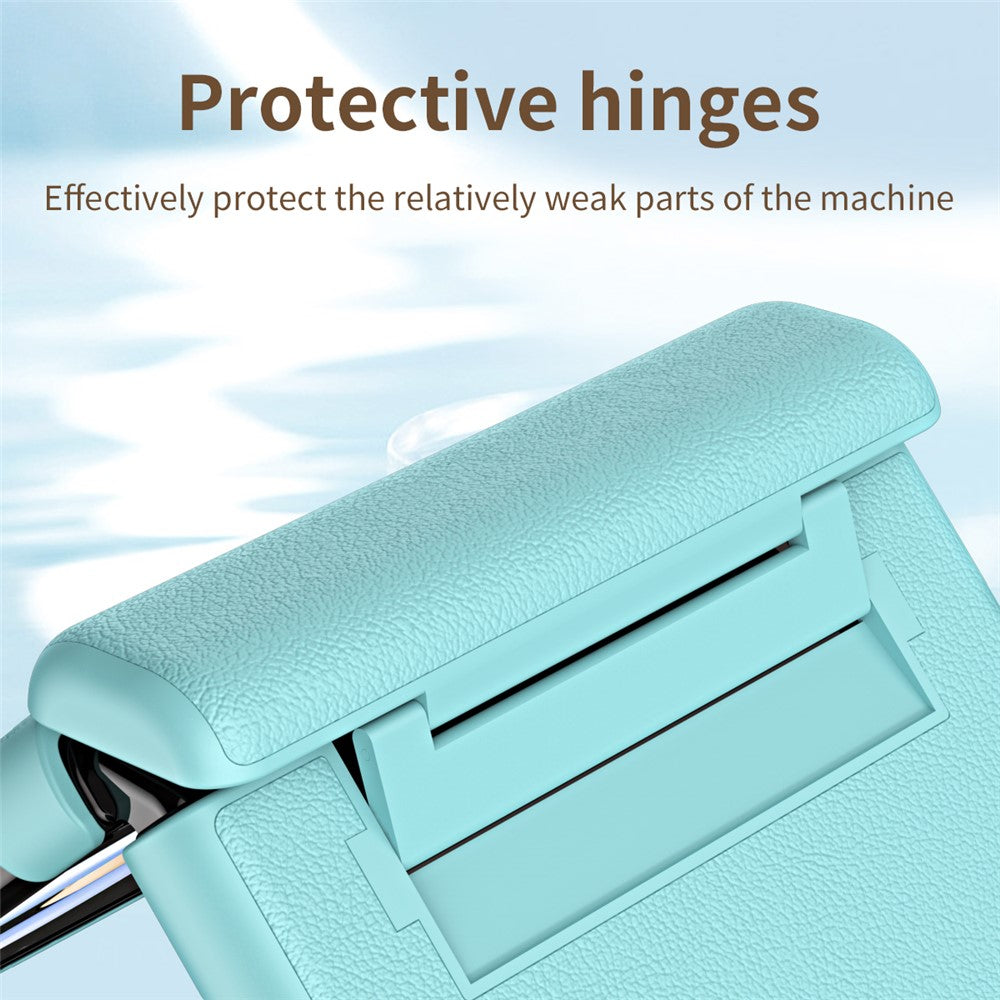 For Samsung Galaxy Z Flip7 FE 5G / Z Flip6 5G / Z Flip5 5G Case Textured Leather + PC Hinge Protection Phone Cover - Purple