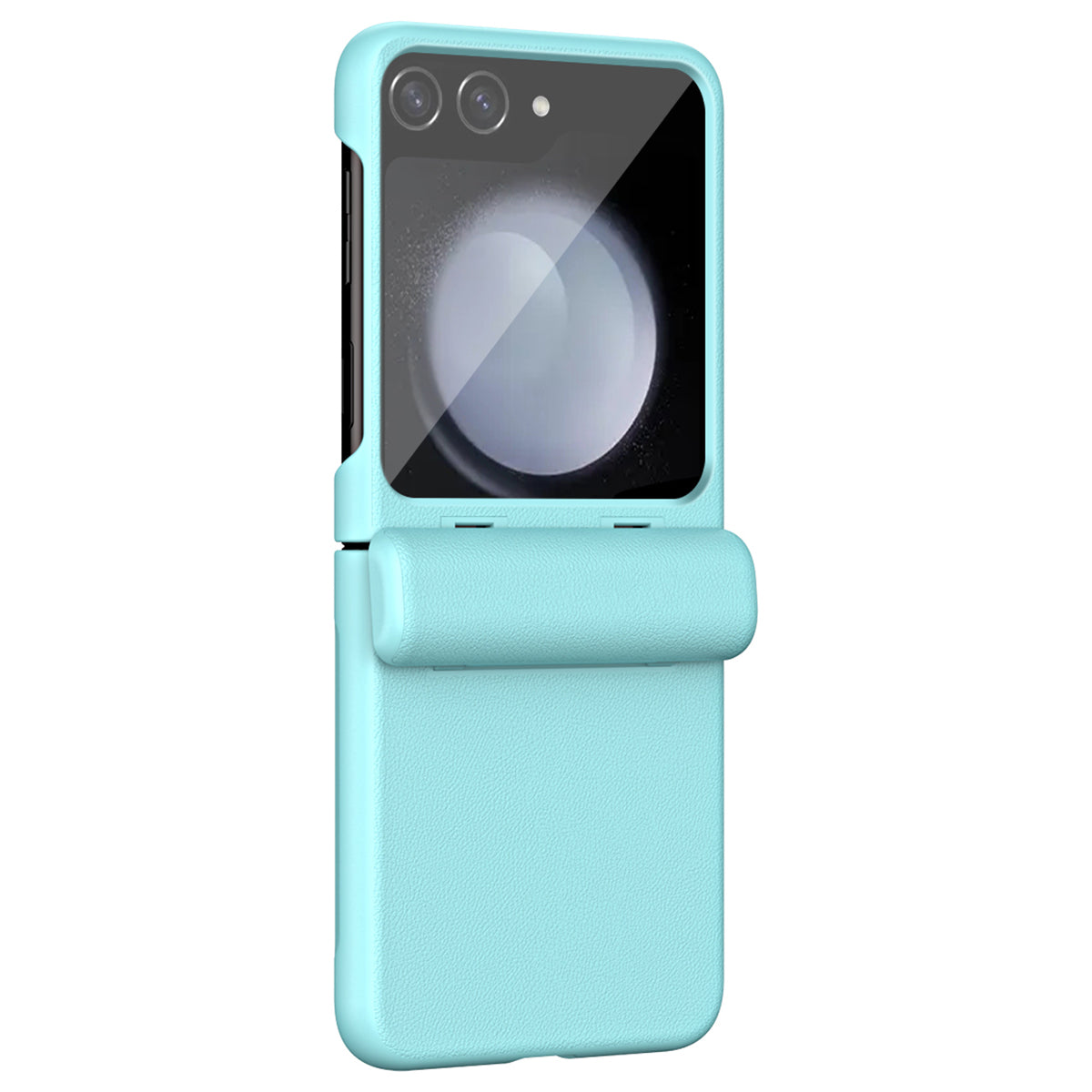 For Samsung Galaxy Z Flip6 5G Case Textured Leather + PC Hinge Protection Phone Cover - Green