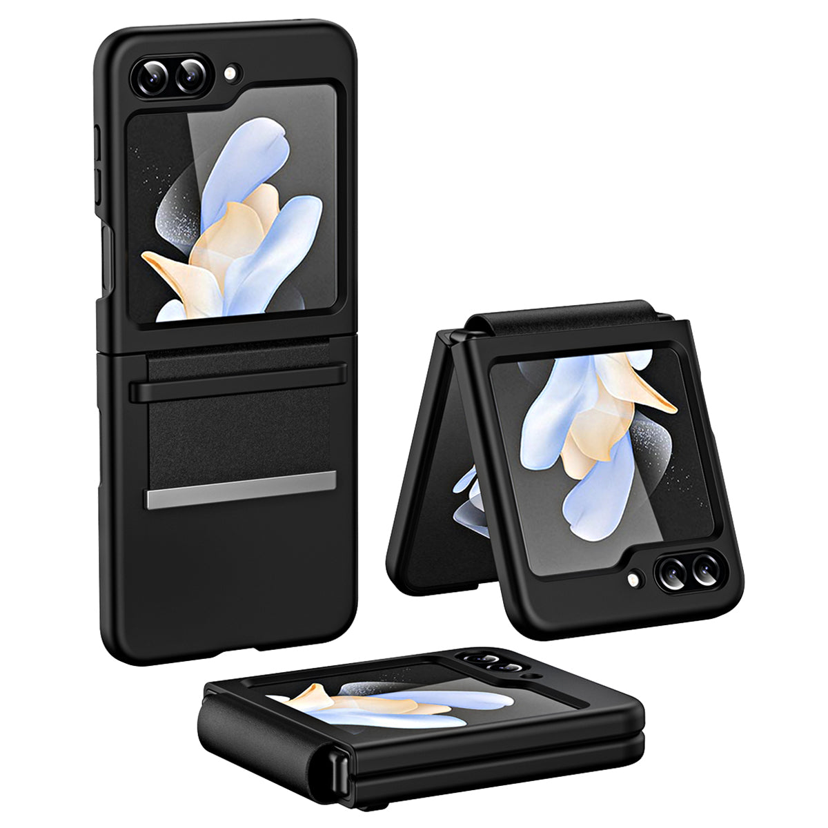 For Samsung Galaxy Z Flip6 5G Hard PC Phone Case Retractable Strap Hinge Protection Phone Cover - Black