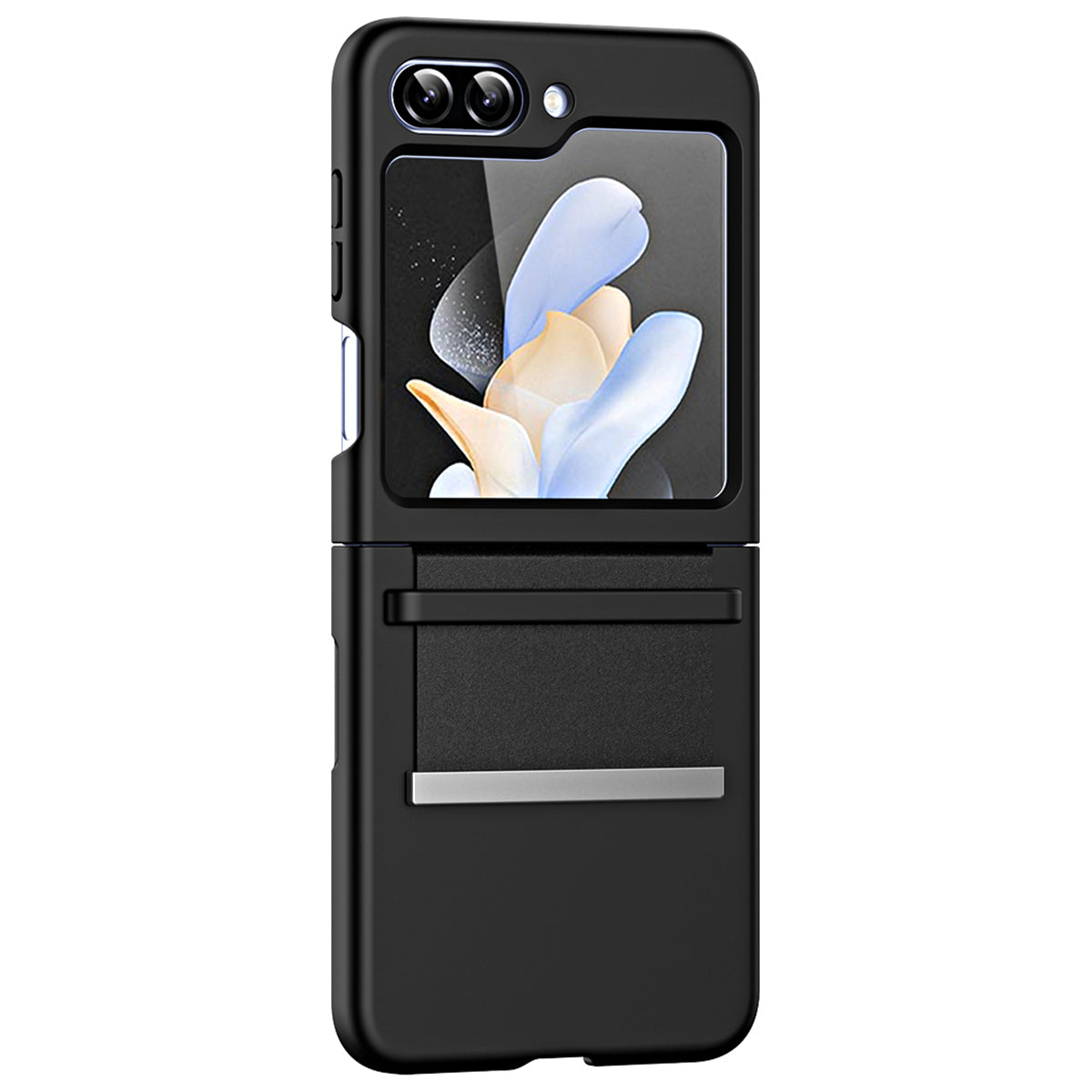 For Samsung Galaxy Z Flip6 5G Hard PC Phone Case Retractable Strap Hinge Protection Phone Cover - Black