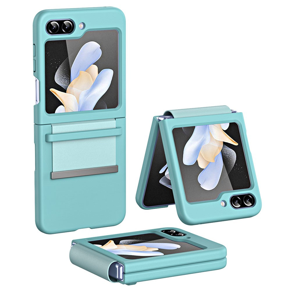 For Samsung Galaxy Z Flip7 FE 5G / Z Flip6 5G / Z Flip5 5G Hard PC Phone Case Retractable Strap Hinge Protection Phone Cover - Green
