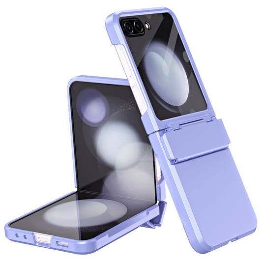 For Samsung Galaxy Z Flip7 FE 5G / Z Flip6 5G / Z Flip5 5G Case Hard PC Non-Slip Phone Cover with Tempered Glass Film - Purple