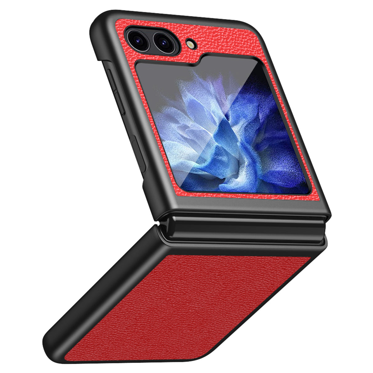 For Samsung Galaxy Z Flip6 5G Case PU Leather+Hard PC Anti-Drop Phone Cover - Red